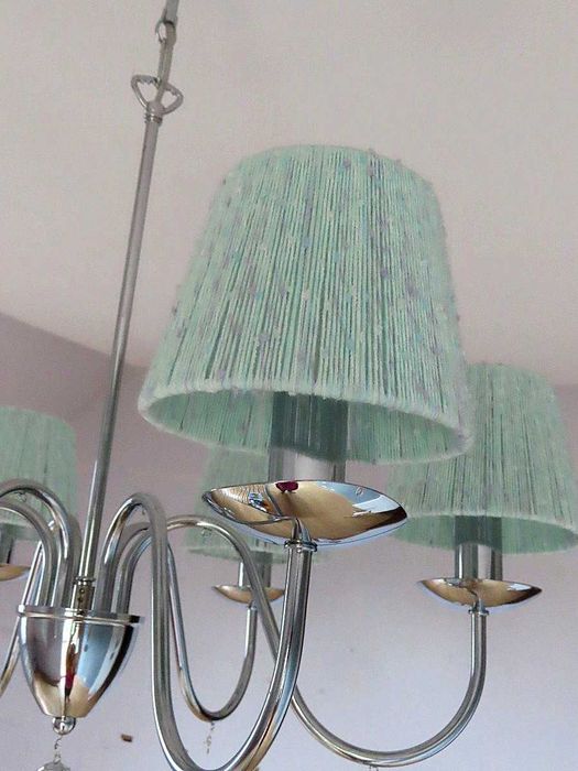 Żyrandol glamour  kryształowy  srebrny  + 6 żarówek