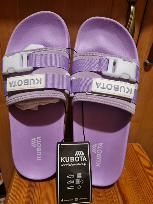Klapki basenowe Kubota lawendowe z klamrą nowe r.39