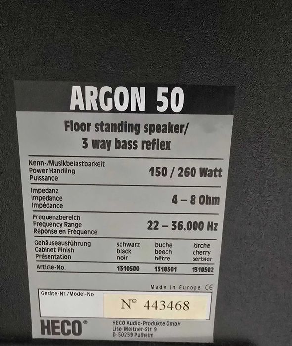 Głośniki Kolumny HECO Argon 50 | 260W | Made in Germany