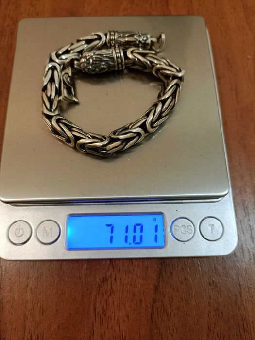 Серебряный браслет Византия с головами львом, Королевский. Срібний