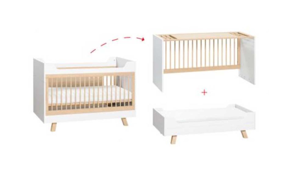 3w1 – ŁÓŻECZKO, TAPCZANIK, BIURKO: Baby 4 You 70x140 + Materac