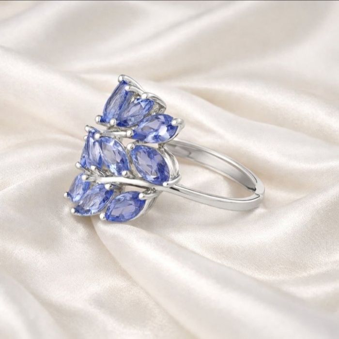 Anel Tanzanita Natural 1,40ct | GEMTEC | Prata 925 | Banho Ouro 18K
