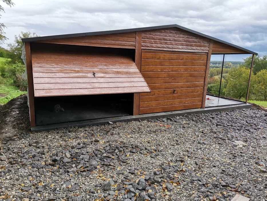 Typowy Garaż Blaszany GRAFITOWY – Blaszak -Garaże Blaszane – Maj-Blach