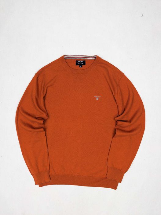 GANT sweter pomarańczowy okrągły rozmiar XL wełna