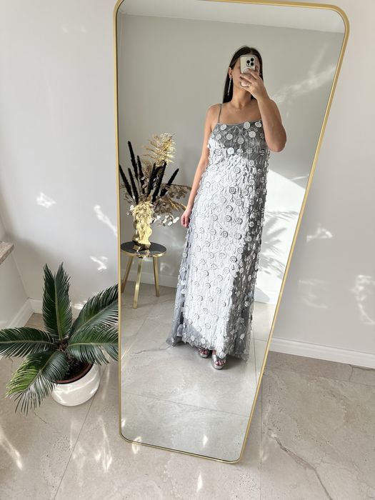 Sukienka cekinowa bogato zdobiona ASOS 46 wesele ślub Andrzejki