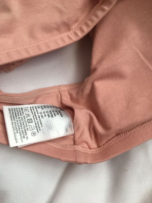 H&M , 158 cm, top, biustonosz,stanik, braletka bez fiszbin, nude róż