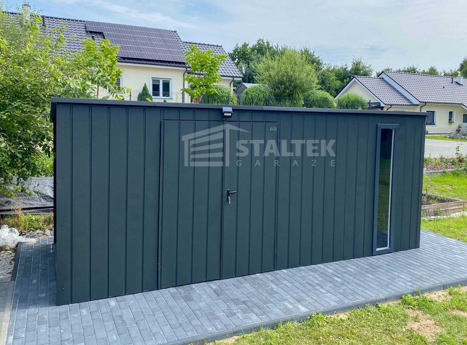 Domek ogrodowy 5,5x2m wiata 0,5m brama okno dach spad w tył ST199