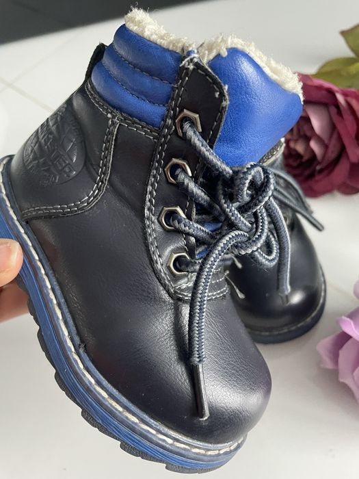 Buty kozaki na zimę zimowe śniegowce polarek w środku 22 granatowe