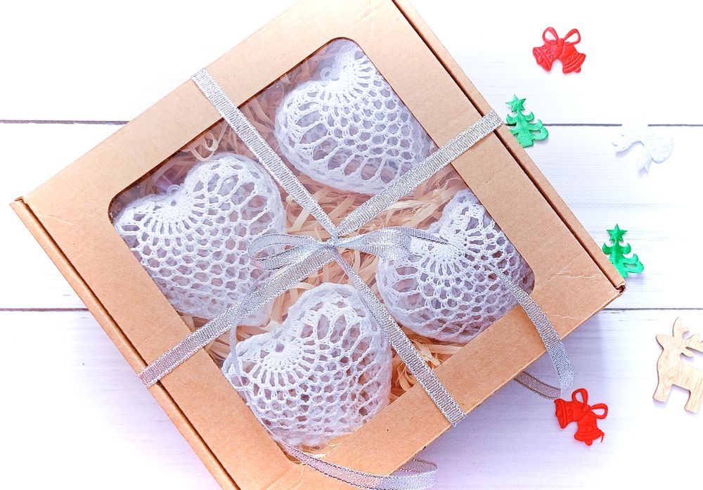 Serduszka rękodzieło ręcznie robione bombki na choinkę