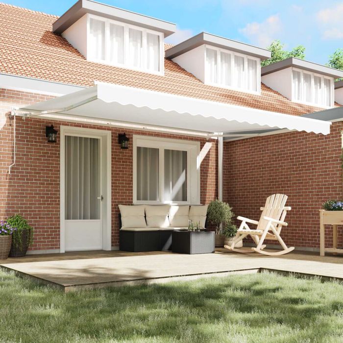 Automatyczna chowana markiza vidaXL Biała 450x300 cm