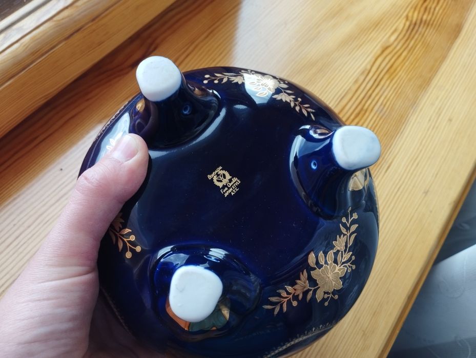 Кобальтовый фарфор Германия Конфетница на ножках позолота сервиз ретро