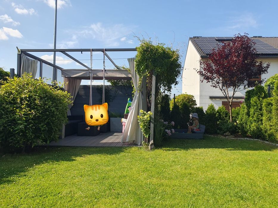 Altana pergola antracyt 3m x 3m z zasłonami, daszek, moskitiera, podło