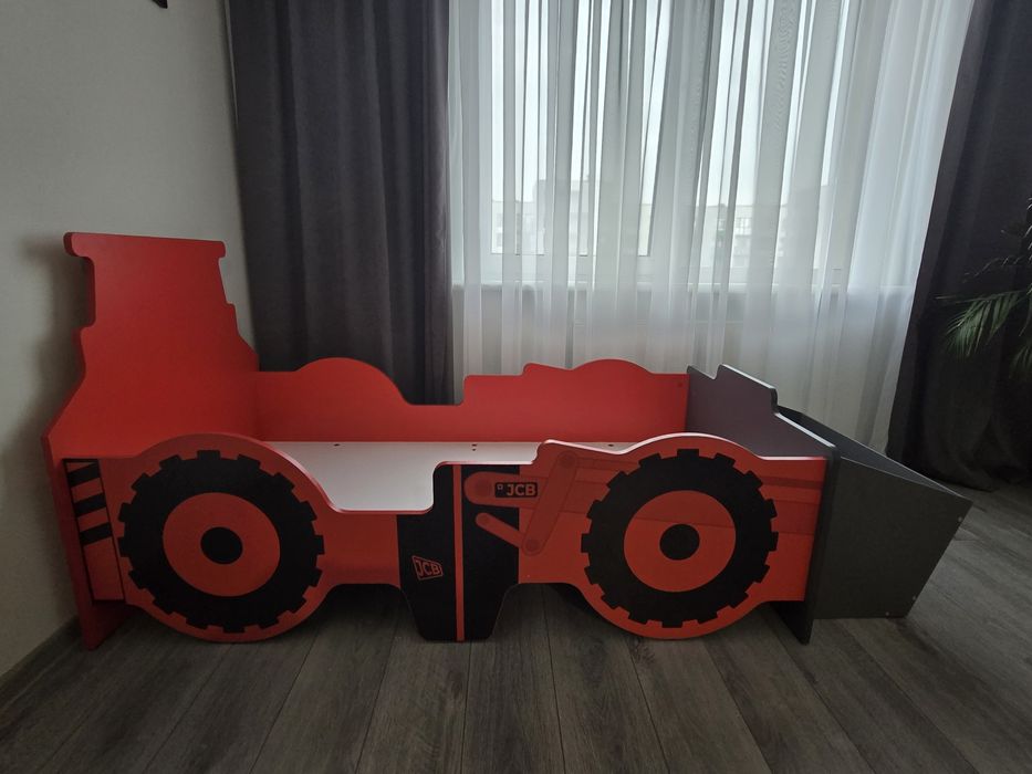 Дитяче ліжко-машинка «Екскаватор» JCB | 80×160 см | МАЙЖЕ НОВЕ + МАТРАЦ