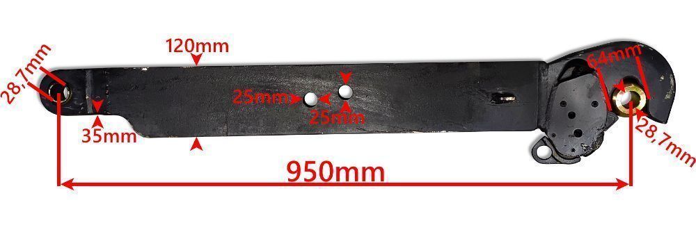 2x WZMOCNIONE Cięgło Boczne DOLNE BELKA 950mm C385 KAT 3 + KULE [7519]