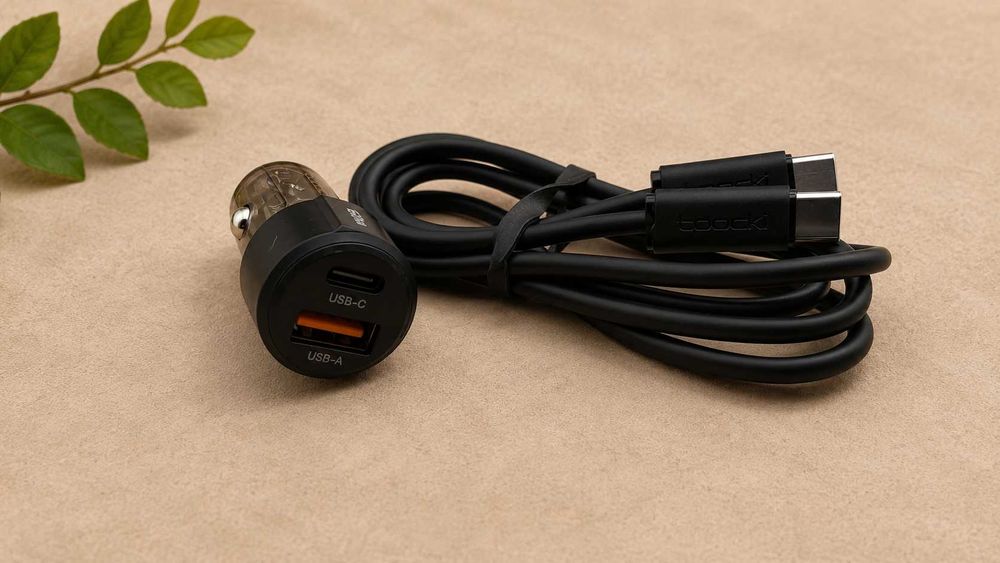 Toocki 60W Ładowarka Samochodowa + Kabel USB-C 1m | Zestaw