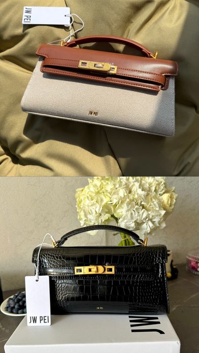 Жіноча сумочка Jw pei Noor brown canvas і Black croc