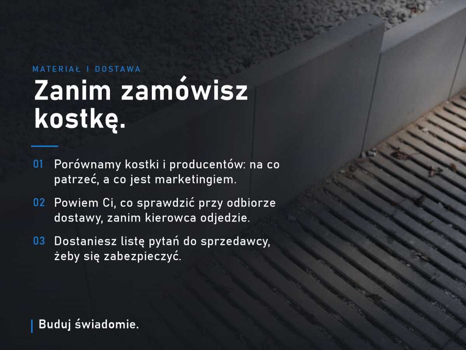 Układanie kostki brukowej doradztwo, dobór materiału, sprawdzenie oferty wykonawców