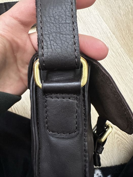 Шоколадна сумка кросбоді, натуральна шкіра