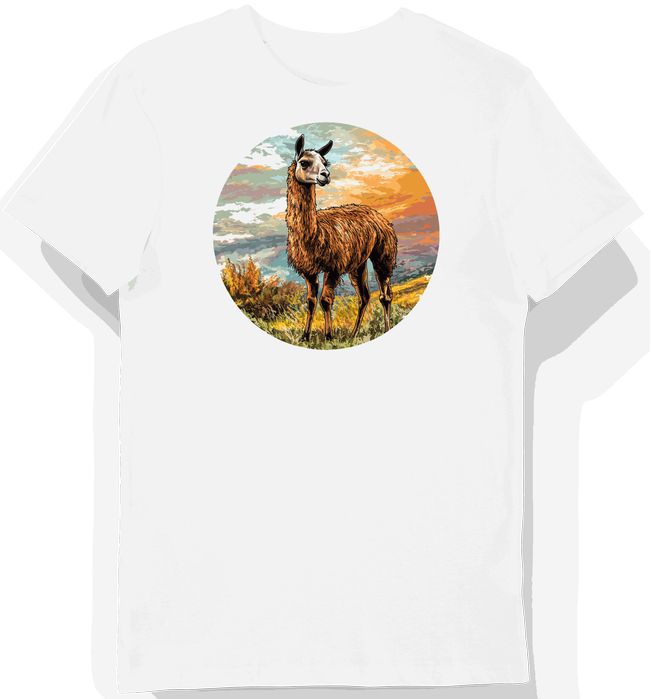 Koszulka męska biała z motywem brązowej alpaki na polu 3XL