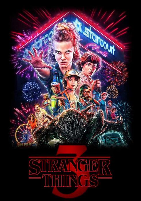 Футболка  Stranger Things 3 (Дивні Дива) чорна розмір XS
