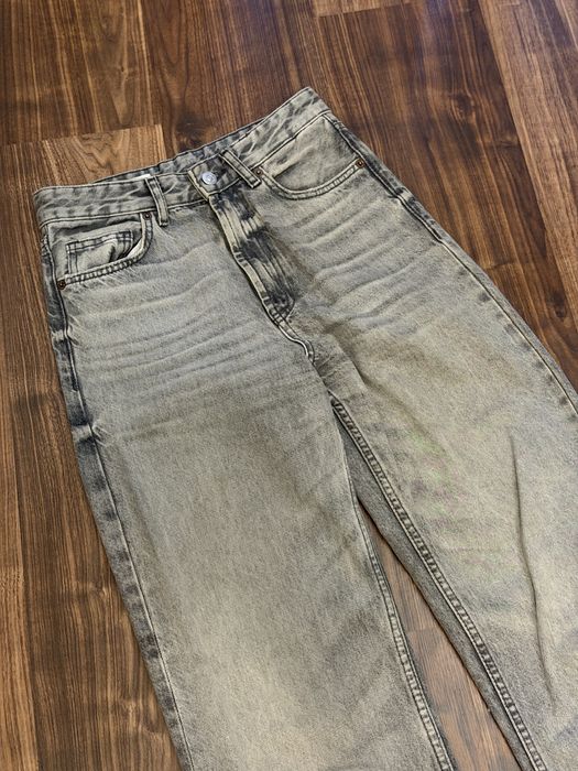 женские джинсы zara wide leg 34р серые