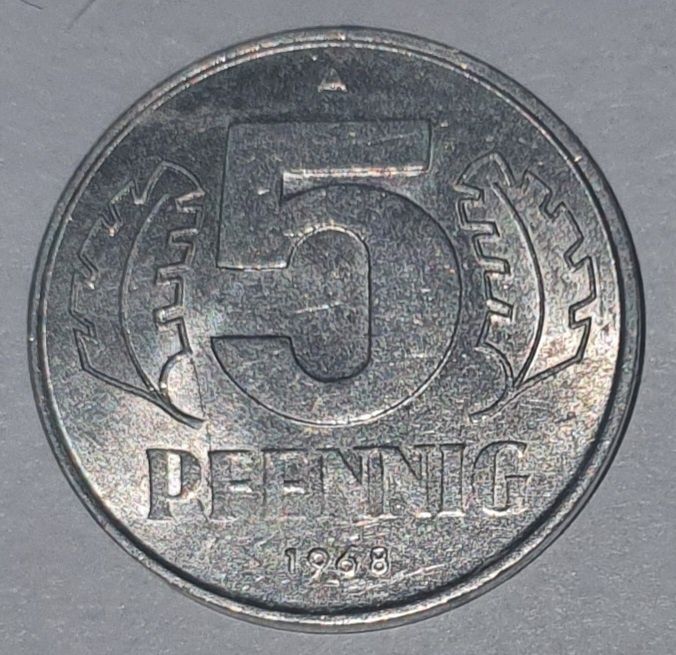 Moneta 5 Pfennig 1968 r. (Niemcy).