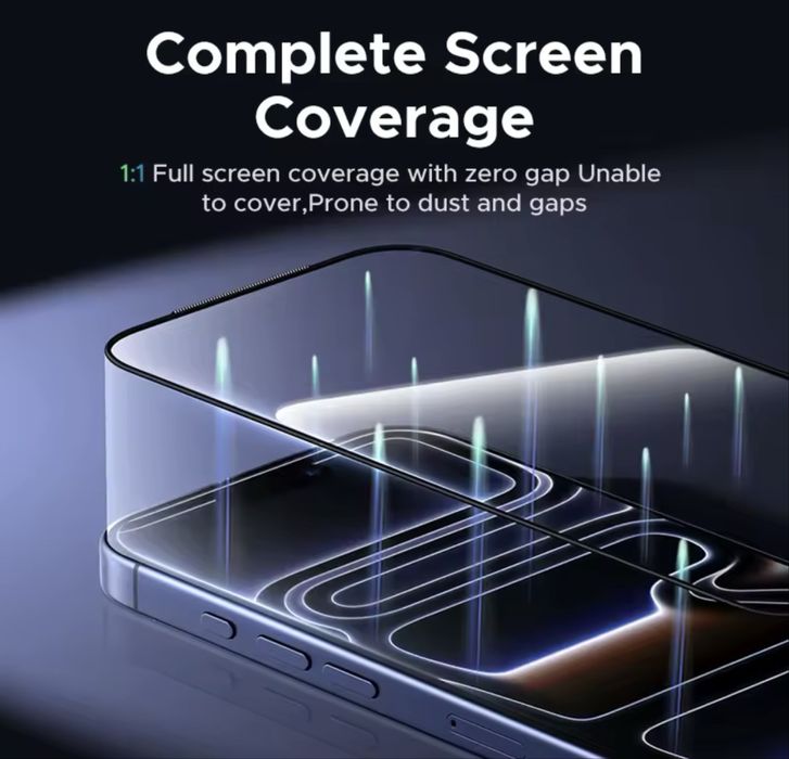 Защитное стекло Ugreen 9D With Black Border iPhone 17 Pro Max, 17 Pro, в комплекте 2 стекла, покрывает весь экран, очень тонкие черные рамки