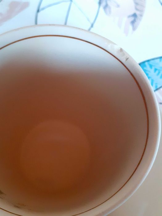 PRL śmietankowy w kwiatki stary serwis kawowy Tułowice Opole sygnowany