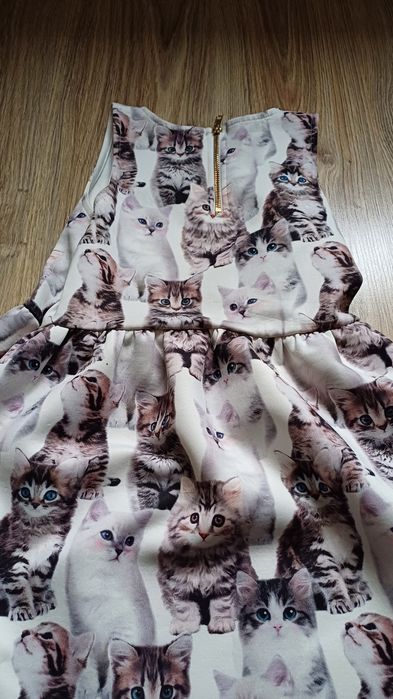 Urocza sukienka h&m koty rozm.134/140