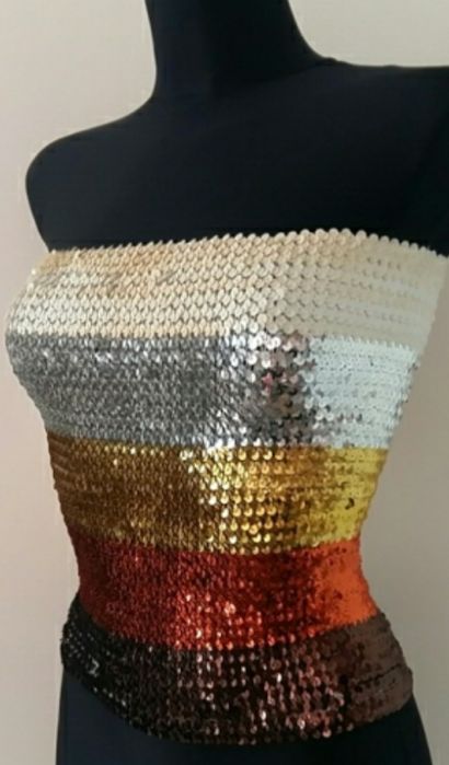 ORSAY Bluzka top z cekinów dopasowany elastyczny