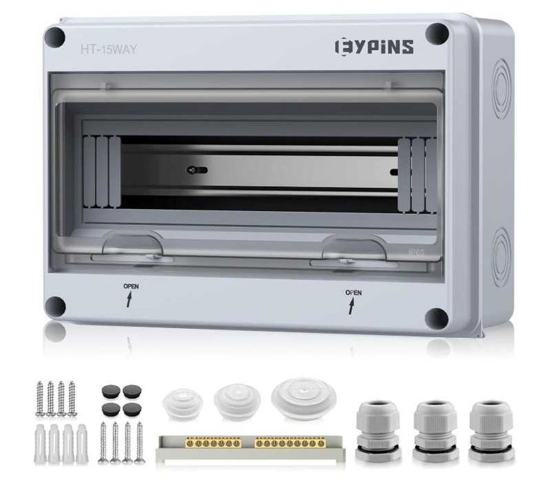 Rozdzielnica natynkowa IP65, na 15 modułów EYPINS + akcesoria