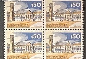 Quadra selos novos de $50 - Paísagens e Monumentos c/tarja fosf. -1976