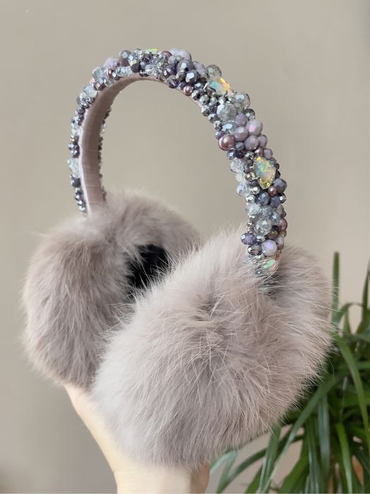 Хутряні навушники, натуральний кролик. Теплий аксесуар!