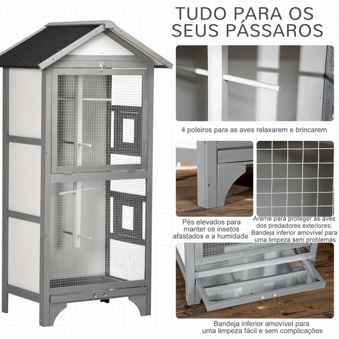 Gaiola para pássaros de madeira