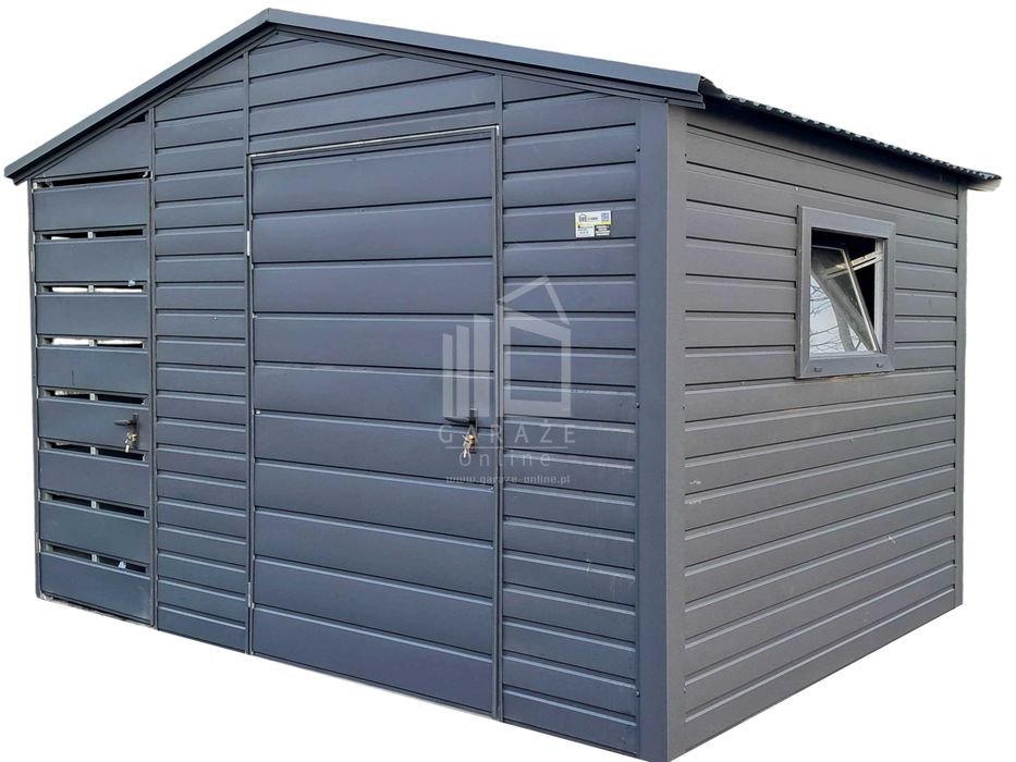 Schowek domek ogrodowy 2x2m - drzwi - antracyt - dach dwuspadowy ID991