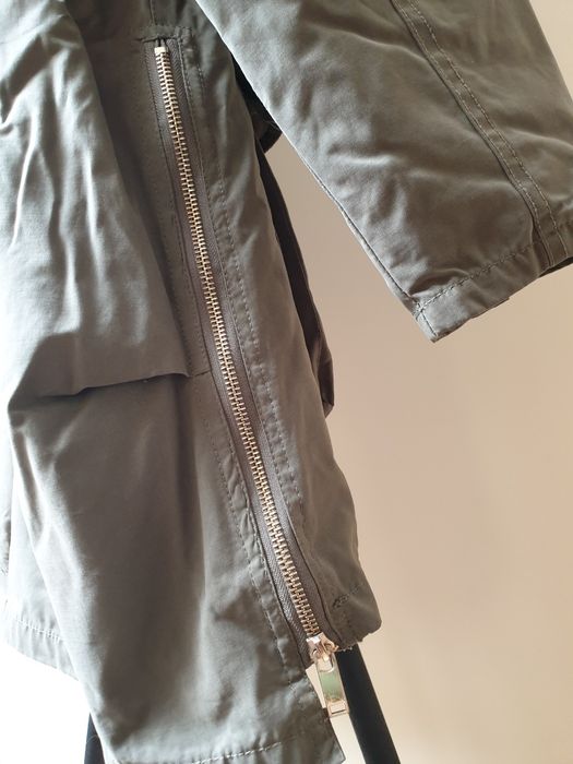Parka khaki z kapturem z futerkiem