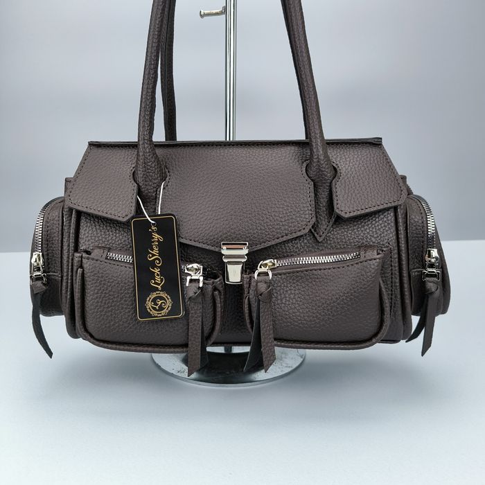 Сумка жіноча Luck Sherry's шкіряна женская кожаная черная коричневая