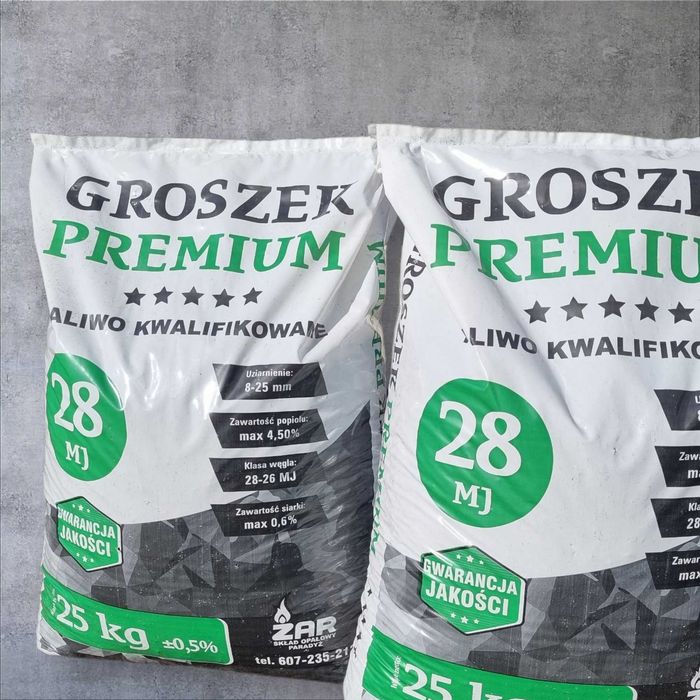 Groszek PREMIUM Węgiel 28-26MJ SUCHY BrakSpieków