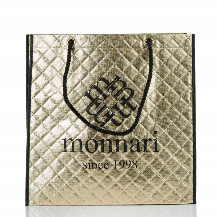 Monnari pakowna torba damska na zakupy shopperka złota materiałowa