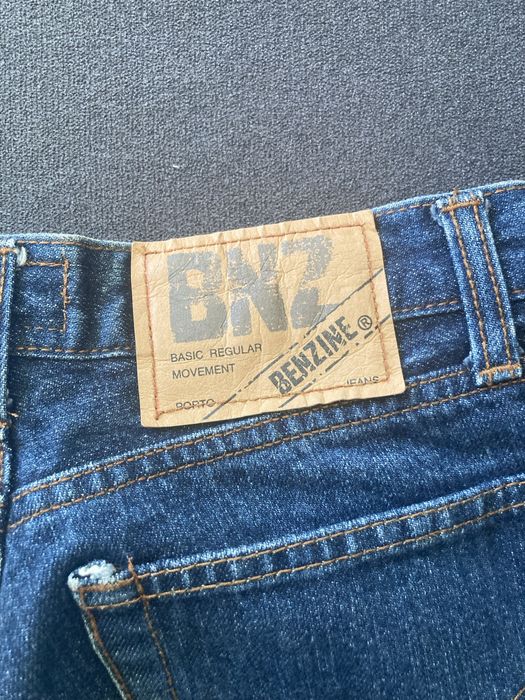 Calças Ganga Benzine azuis, modeloa alargar nas pernas, tamanho 36