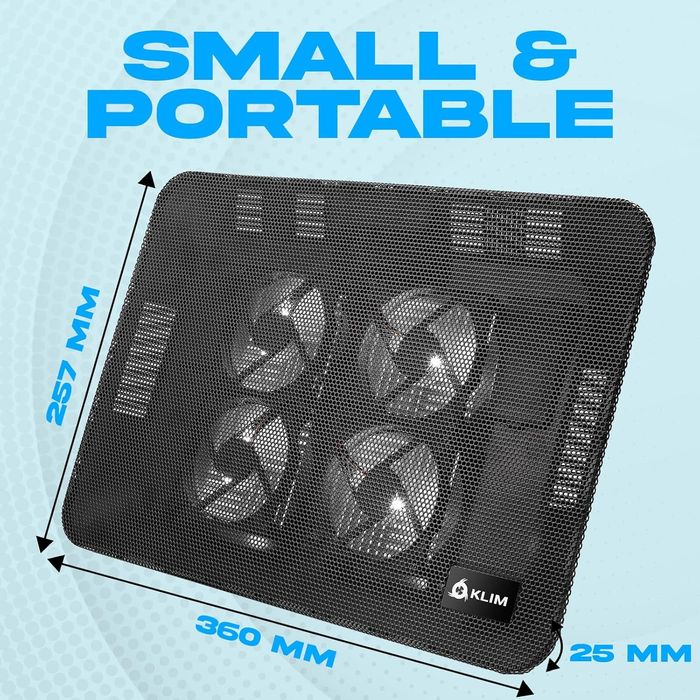 KLIM Serenity + Base de refrigeração para portátil + 10 a 17 polegadas + ideal para portáteis pequenos e médios