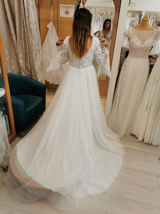 Suknia slubna Maries r. 38 boho, tren