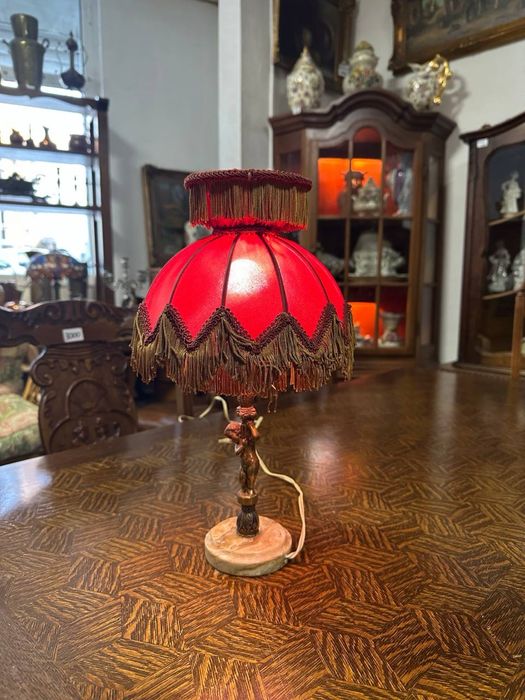 Настільна лампа світитьник бронза онікс текстиль 7563