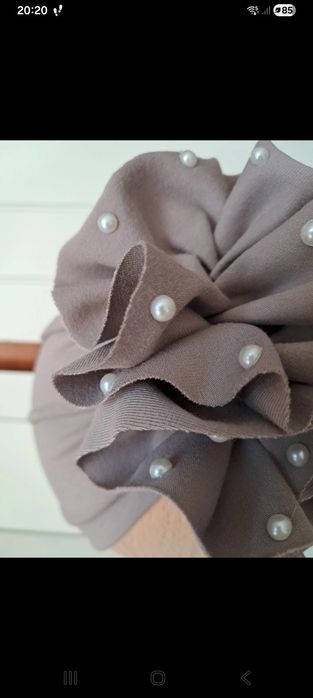 Turban z perełkami dla niemowlaka 3-6 m-cy