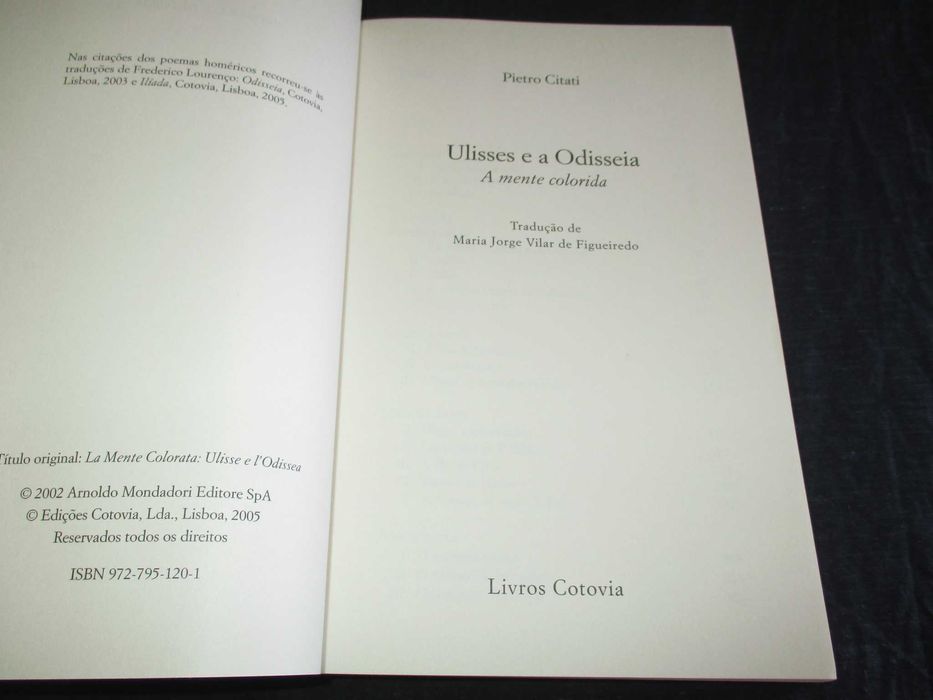 Livro Ulisses e a Odisseia A Mente Colorida Pietro Citati