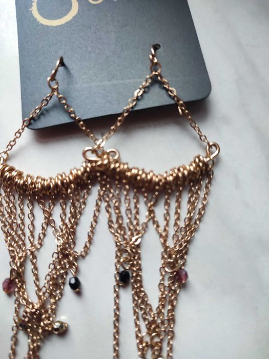 Nowe kolczyki łańcuszek śliczne złoto