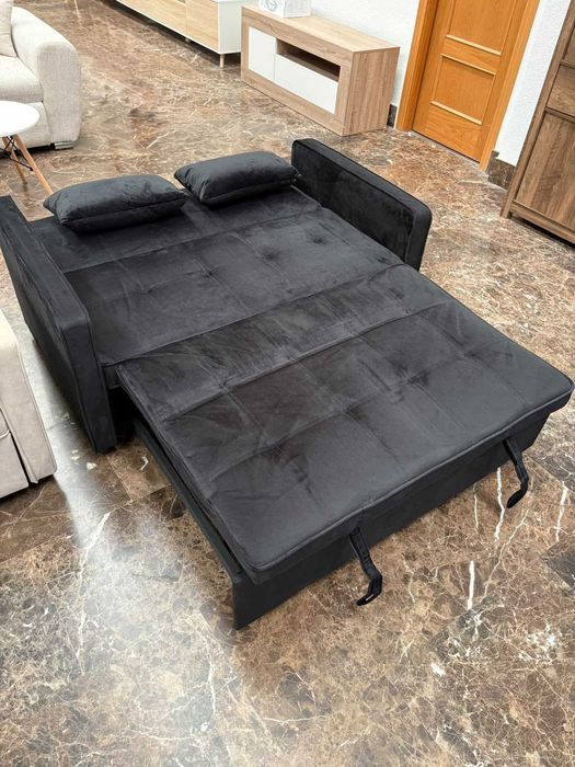 Sofá-cama de dois lugares preto