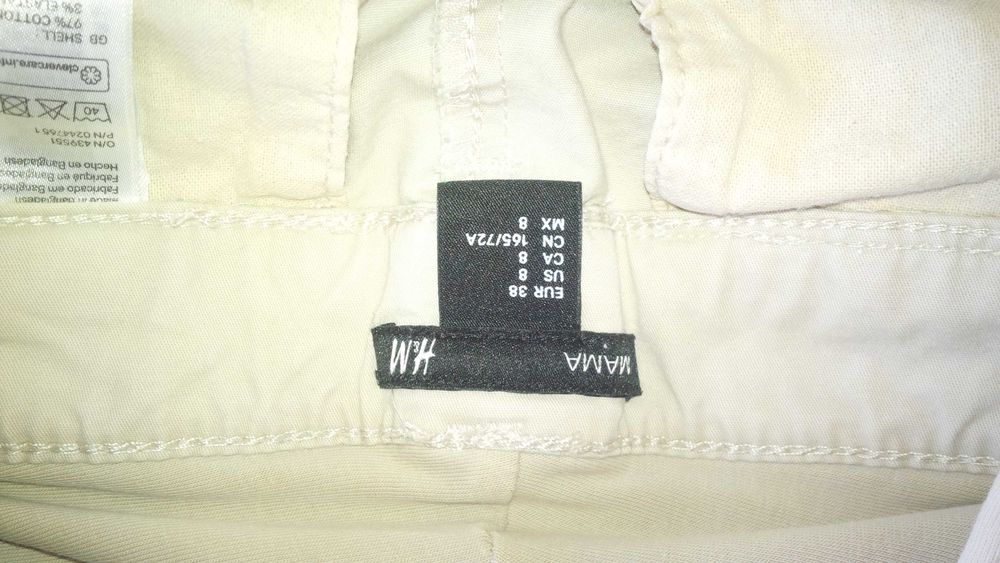 Spodnie ciążowe ciąża lato wiosna H&M R. 38 jasne beżowe b.dob.stan