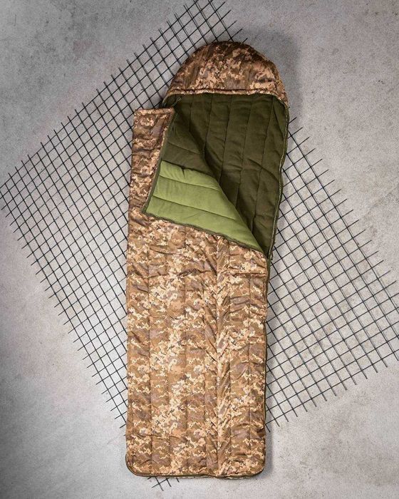 Зимовий спальник -одіяло з капюшоном тактичний -20 C° на флісі