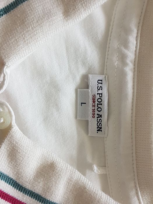 Koszulka polo jak nowa U.S. Polo ASSN. biała/ecru, r. L,